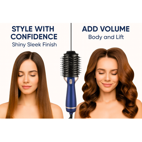 1200W Hot Air Brush Comb - Ionic Blow-Dry Styler - Blue