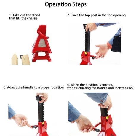 3-Ton Steel Adjust Jack Stands/Car Emergency Low Profile Lift Hand Tool