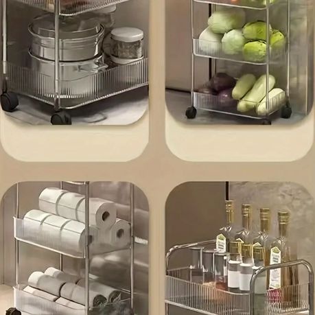 3 Tier Multipurpose Home Acrylic Storage Trolley with Wheels