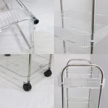 3 Tier Multipurpose Home Acrylic Storage Trolley with Wheels