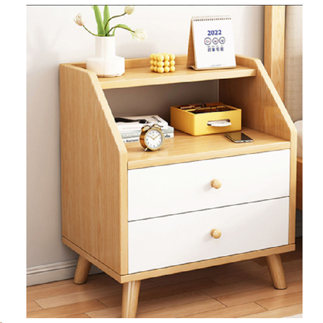 Modern Factory Direct Wooden Bedside Table 2 Drawer Simple Design