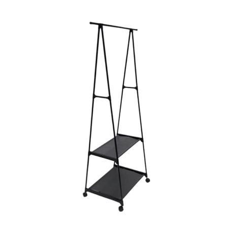 2-Layer Multi-Functional Shelf And Hanging Clothes Rack With Wheels