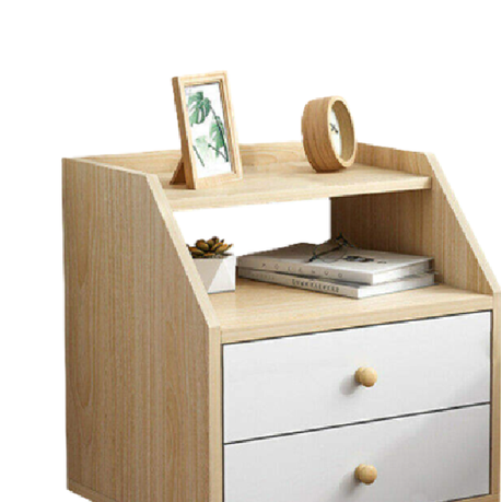 Modern Factory Direct Wooden Bedside Table 2 Drawer Simple Design