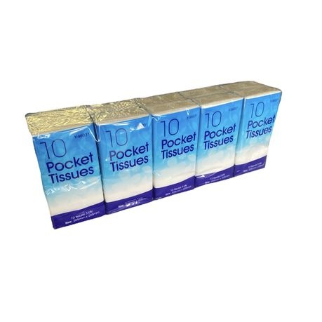 Facial Pocket White Durable Soft 3 Ply Tissues Unisex - Pack Of 10