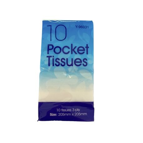 Facial Pocket White Durable Soft 3 Ply Tissues Unisex - Pack Of 10
