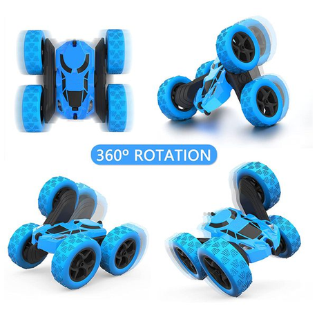 Remote Control Stunt Car Toy 4WD 2.4Ghz Double Sided 360 Rotating - Blue