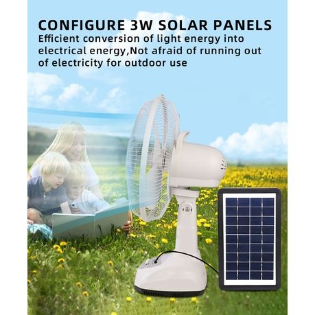 12inches Solar Fan With 2 Bulb Lamp With Safety Ring-GD Time