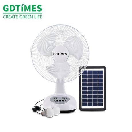 12inches Solar Fan With 2 Bulb Lamp With Safety Ring-GD Time