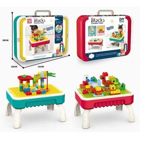 2 in 1 Building Blocks & Drawing Board Activity Table for Kids (Red)