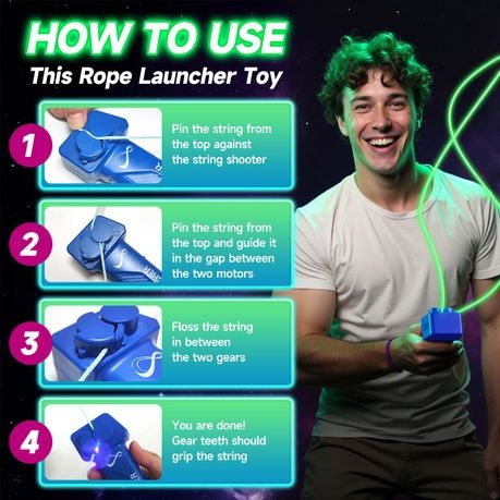 Glow in The Dark String Shooter, Luminous Rope Launcher