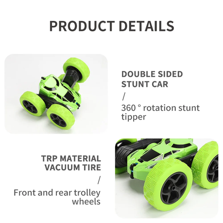 Remote Control Stunt Car Toy 4WD 2.4Ghz Double Sided 360 Rotating - Blue