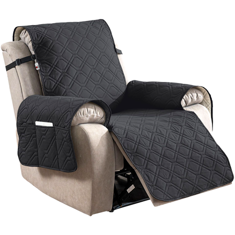 Waterproof Recliner Couch Cover Recliner Sofa Protector Slipcover w/ Pocket - Black