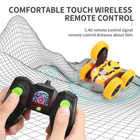 Remote Control Stunt Car Toy 4WD 2.4Ghz Double Sided 360 Rotating - Blue