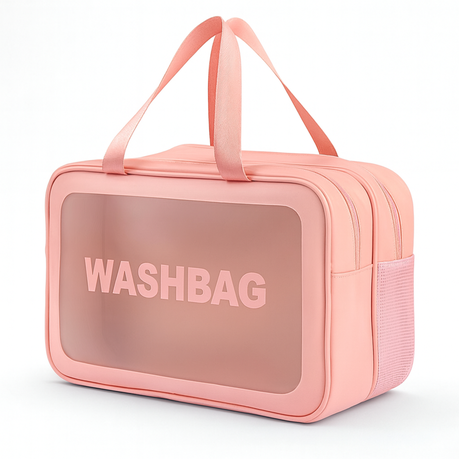 Splendid Lith Large Waterproof Frosted Travel Makeup & Cosmetic Wash Bag - Pink