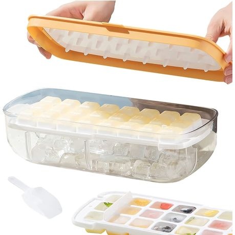 Ice Trays for Freezer with Scoop - Yellow