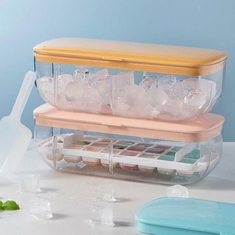 Ice Trays for Freezer with Scoop - Yellow