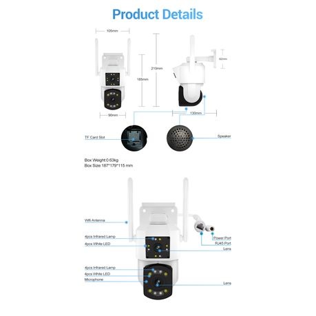 Dual View Two Viewing Angles Home Office Outdoor Security Camera & 8GB Card