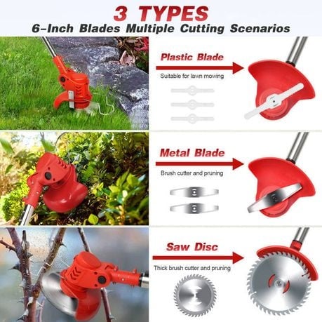 450W 12V Cordless Electric Grass Brush Cutter With 3 Blades Types