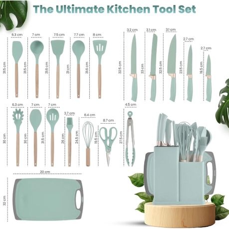 19-Piece Kitchen Cookware Set, High-Temperature Safe Silicone Cookware
