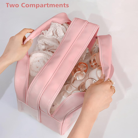 Splendid Lith Large Waterproof Frosted Travel Makeup & Cosmetic Wash Bag - Pink