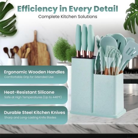 19-Piece Kitchen Cookware Set, High-Temperature Safe Silicone Cookware