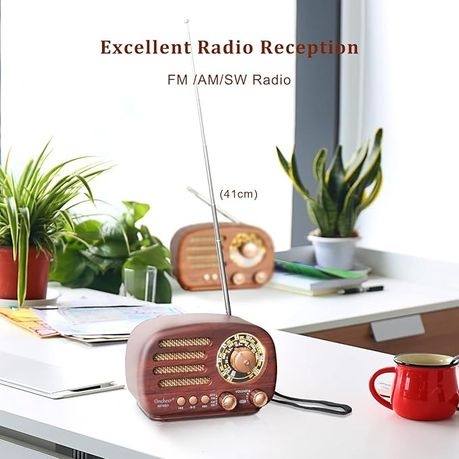 Portable Vintage Radio Retro Bluetooth Speaker Wood Finish