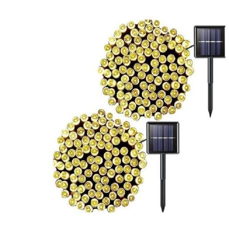 Solar Powered Decortive LED String Fairy Lights 100 Bulbs - Warm White
