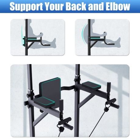 Power Tower Pull Up Tower Power Rack with Backrest and Resistance Band