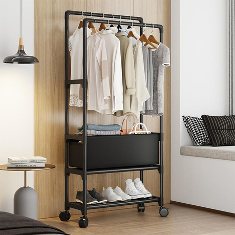 Black Household Coat Rack on Wheels