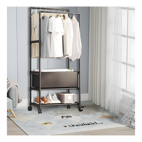 Black Household Coat Rack on Wheels