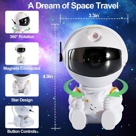 Small Astronaut Projector Galaxy Night Light w/ Remote Gift for Kid Adults