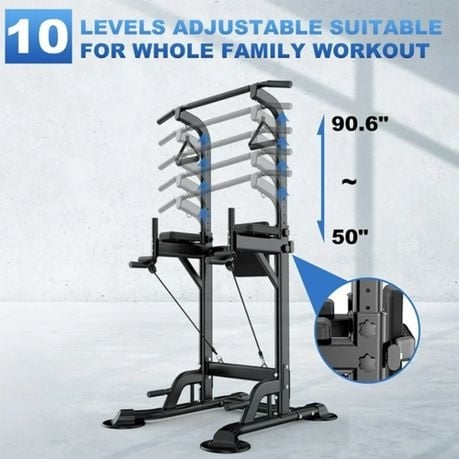 Power Tower Pull Up Tower Power Rack with Backrest and Resistance Band