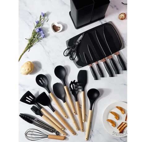 19-Piece Kitchen Cookware Set, High-Temperature Safe Silicone Cookware