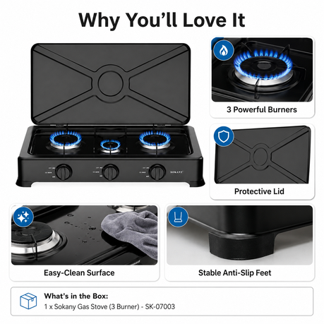 Sokany Gas Stove (3 Burner) - SK-07003