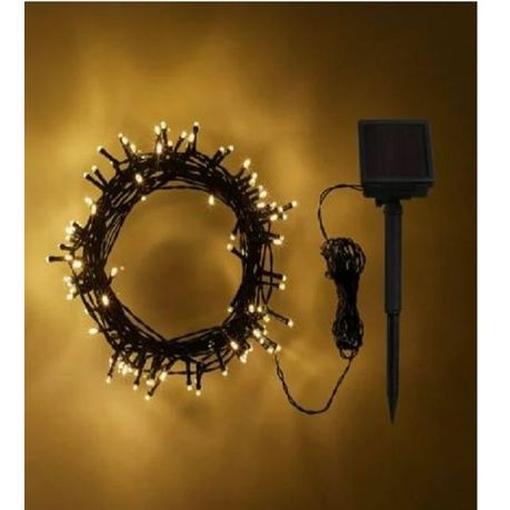 Solar Powered Decortive LED String Fairy Lights 100 Bulbs - Warm White
