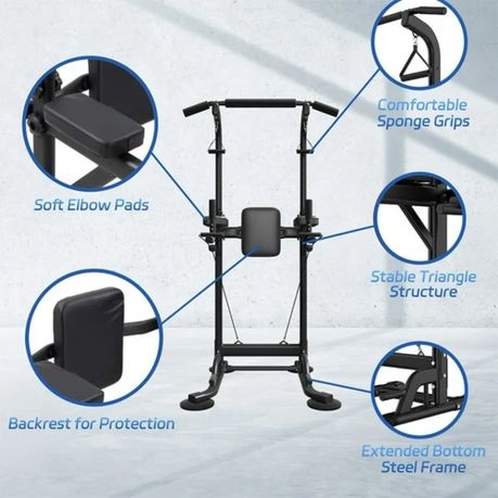 Power Tower Pull Up Tower Power Rack with Backrest and Resistance Band