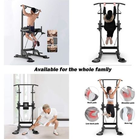 Power Tower Pull Up Tower Power Rack with Backrest and Resistance Band