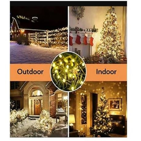 Solar Powered Decortive LED String Fairy Lights 100 Bulbs - Warm White