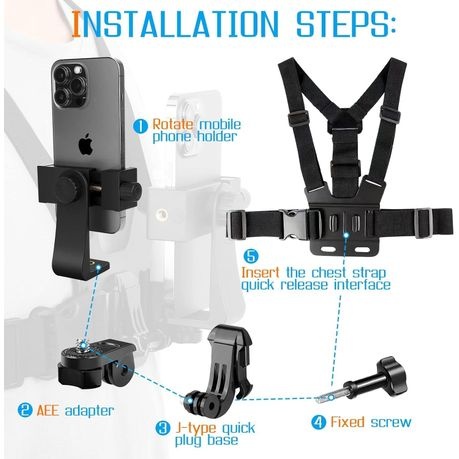 Chest Strap Harness Mount Head Strap Holder Kit for GoPro/Action Cameras
