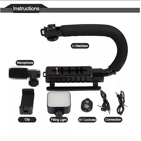 Handheld Camera Stabilizer Fill Light Microphone Video Making Kit