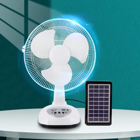 Portable Rechargeable Solar Fan With LED Lights