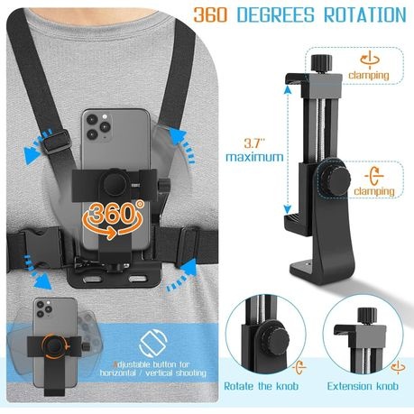 Chest Strap Harness Mount Head Strap Holder Kit for GoPro/Action Cameras