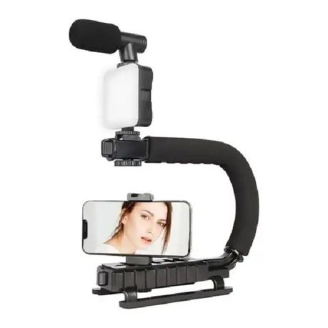 Handheld Camera Stabilizer Fill Light Microphone Video Making Kit