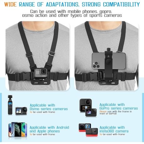 Chest Strap Harness Mount Head Strap Holder Kit for GoPro/Action Cameras