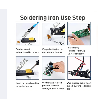 60W Soldering Iron Kit Adjustable Temperature Toolset 15 Pieces