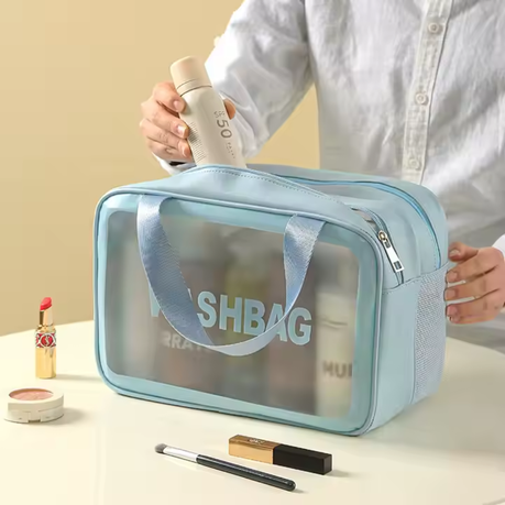 Splendid Lith Large Waterproof Frosted Travel Makeup & Cosmetic Wash Bag - Pink