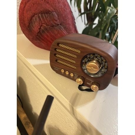 Portable Vintage Radio Retro Bluetooth Speaker Wood Finish