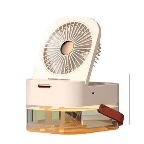 Triple-Speed Water Mist Air Conditioner with Dual Sprayer and Night Light - White