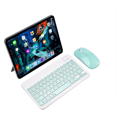 10in-Mini Portable Wireless Bluetooth Universal Ultra-thin Mouse Keyboard - Green