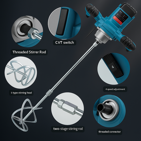 Cement & Sand Hand Mixer - 2200W 6-Speed Electric Mixer